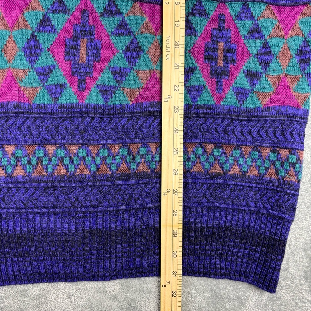 Vintage Meister Ski Sweater XL 80s 90s Geometric Aztec Pullover Wool Blend‎ - Picture 10 of 11